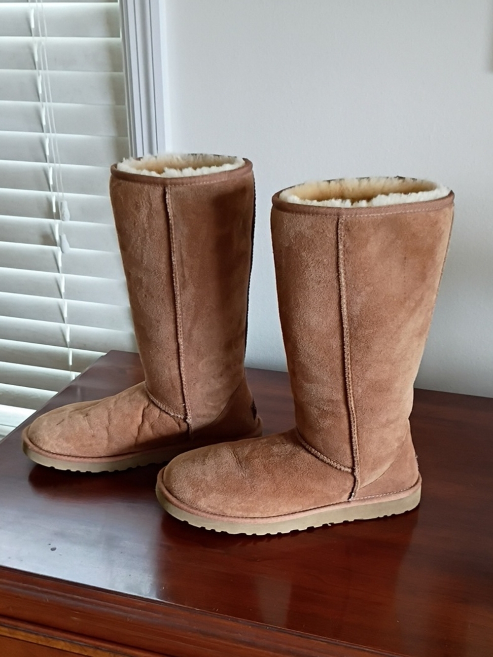 UGG Classic Tall Shearling-Lined Suede Boots - Chestnut Brown, 9W